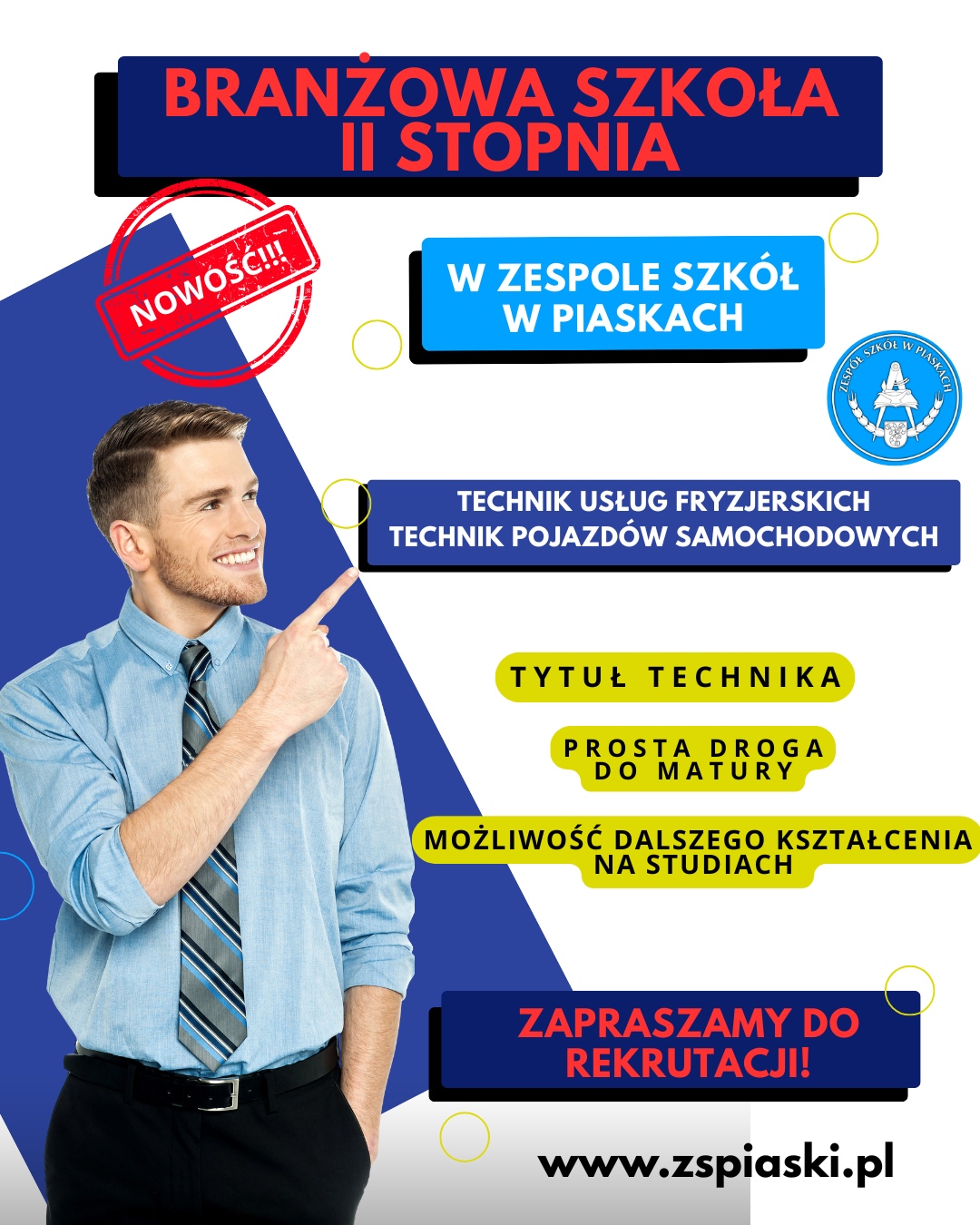 plakat z nazwami zawodów w Branżowej Szkole 2 stopnia